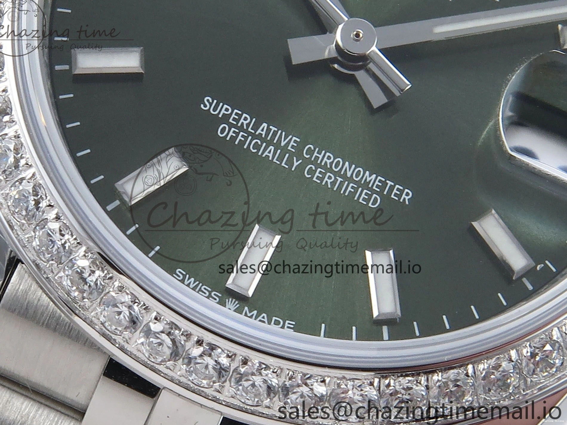 0109 Bright DateJust 31 278384RBR ARF 1:1 Best Edition 904L Steel Green Stick Dial Diamonds Bezel on SS Jubilee Bracelet ETA 450